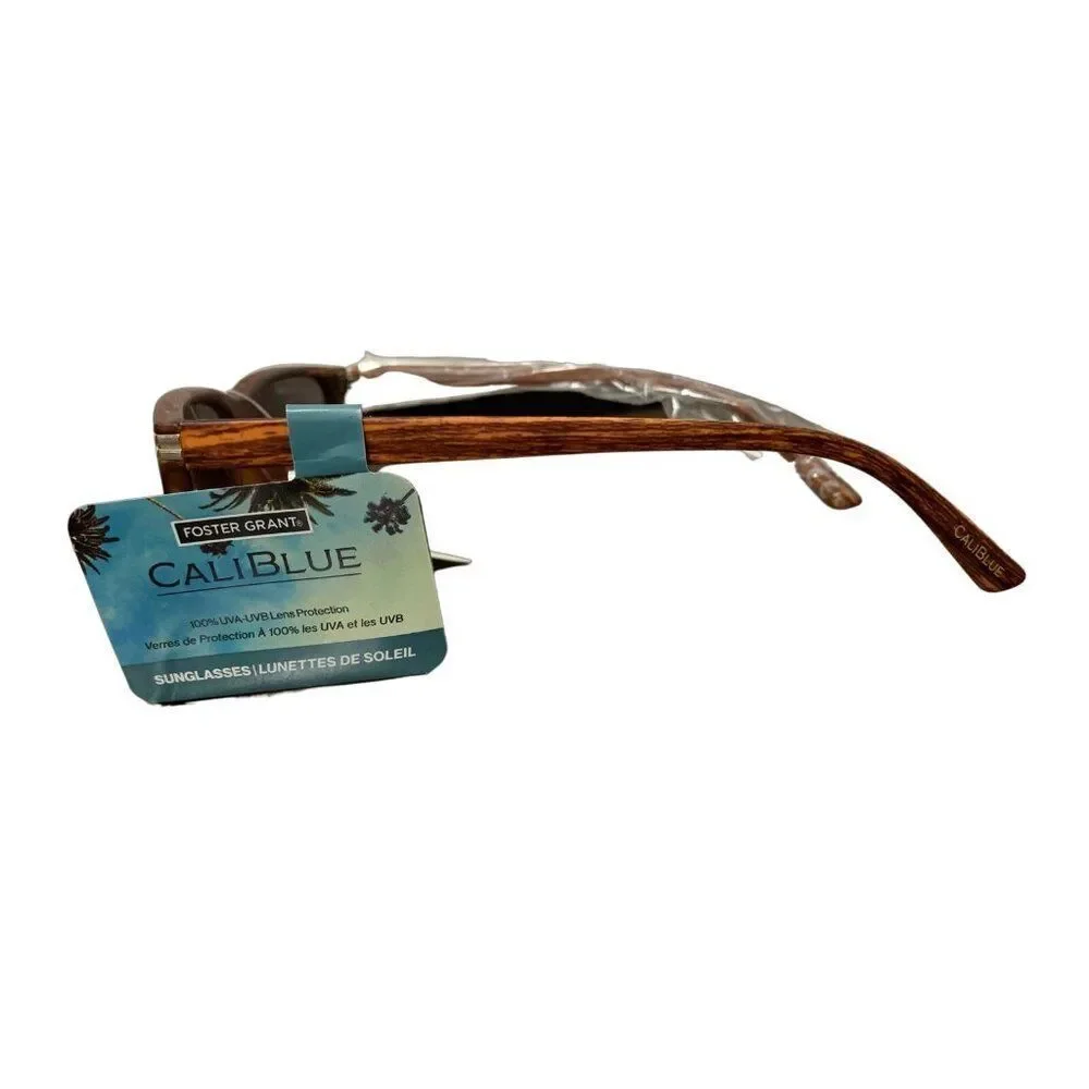 Caliblue foster grant Brown wood pattern frame sunglasses uV protection Unisex
